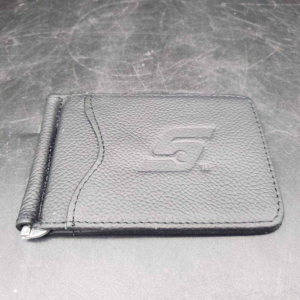 BRAND NEW Snap-on Black Leather Money Clip Wallet Card Holder Minimalist Style